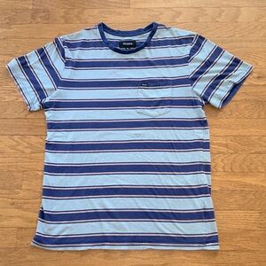 BRIXTON BLUE STRIPED CREW POCKET TEE SHIRT MENS XL